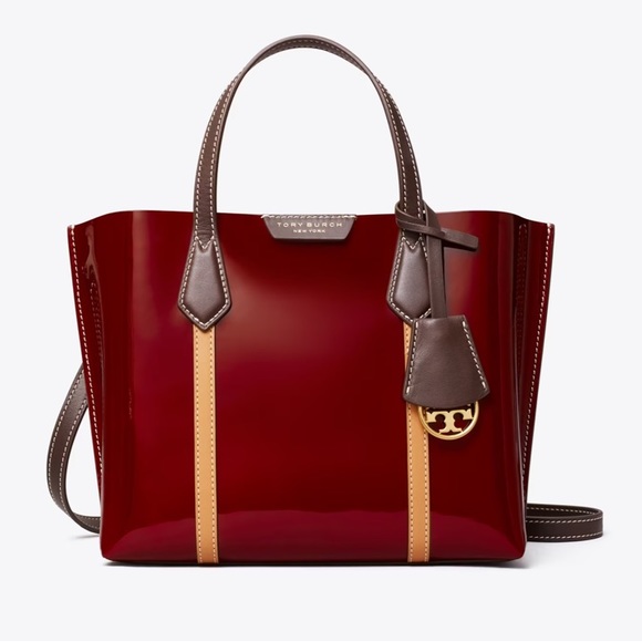 Sale NWT Tory Burch Small Perry Patent Triple Compartment Tote $448 - Picture 2 of 5